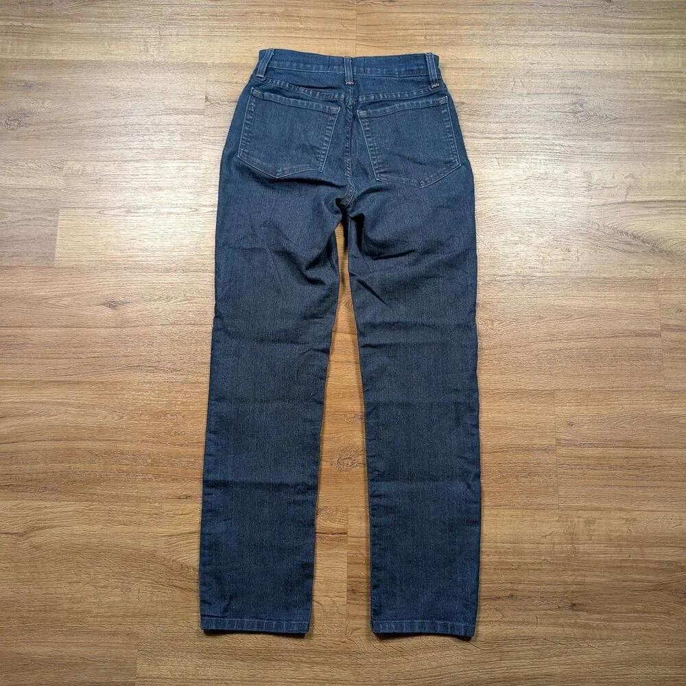 NYDJ Marilyn Straight Jeans Women's 2P Petite Dark Wash Stretch Lift Tuck